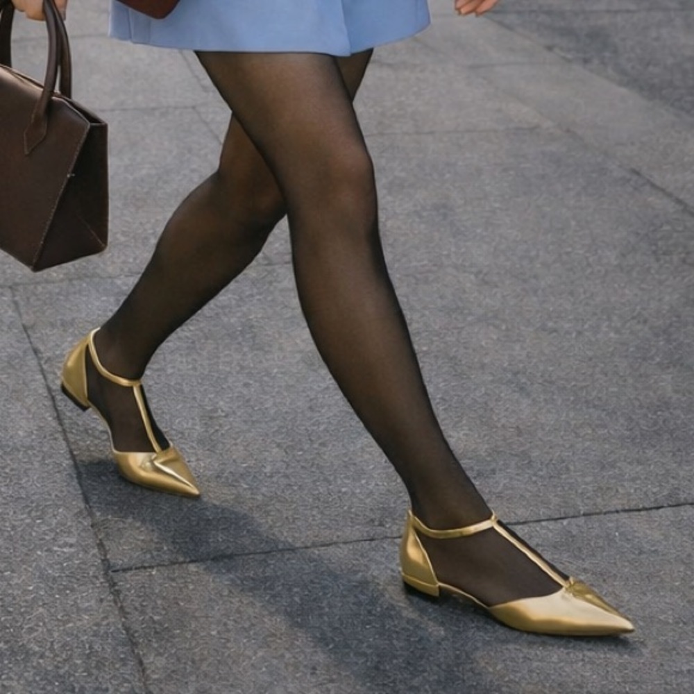 Worthington Kendie Metallic Gold Pointed Toe Flats | Size 7M | New with Tag